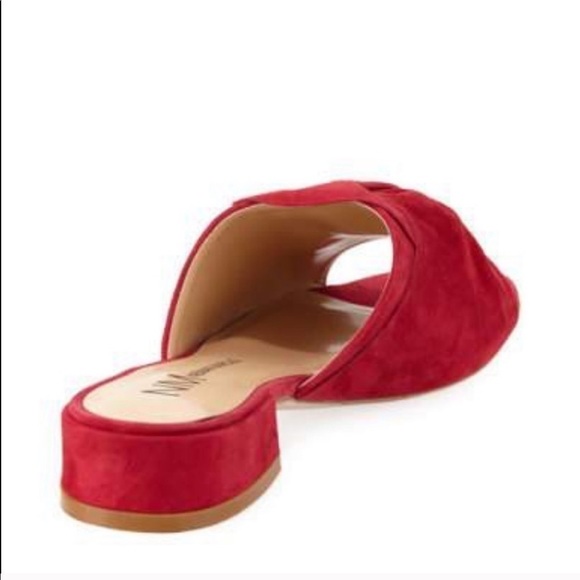 Neiman Marcus Sancha Suede Bow Slide Mules - Picture 4 of 4